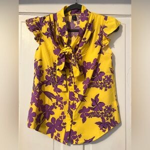SHEIN Yellow and Purple Floral Blouse